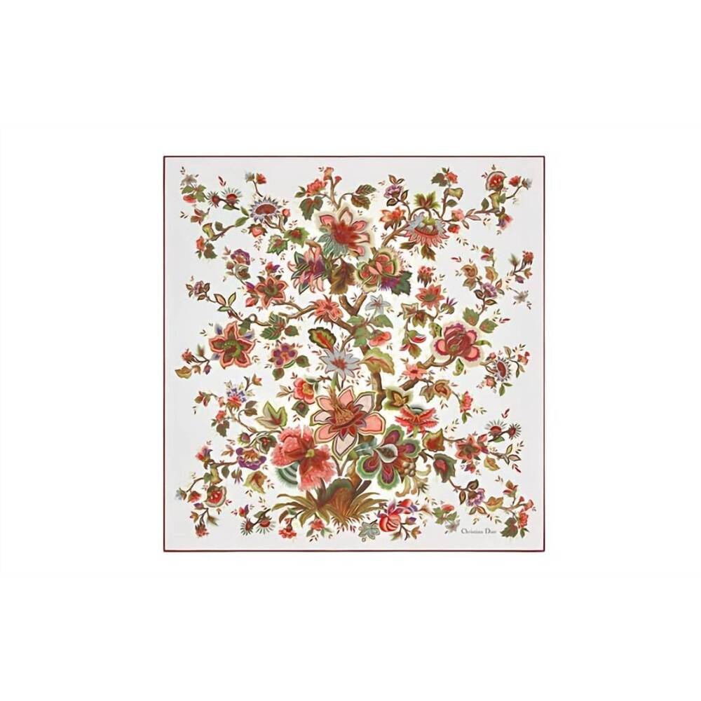NEW CHRISTIAN DIOR women's floral pattern scarf in whim white